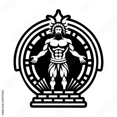 Rhodes colossus icon in glyph style