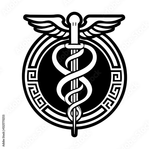 A glyph style icon of rod asclepius symbol