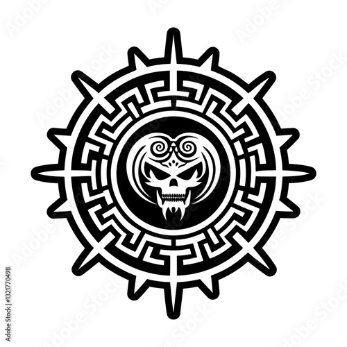 A solid style icon of tartarus pit symbol