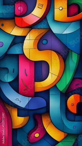 Colorful 3D Numbers and Shapes Surrounded by Vibrant Foliage in a Playful Design