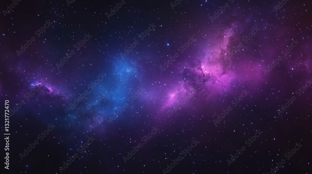 Fototapeta premium Cosmic nebula with blue and purple hues, scattered stars.