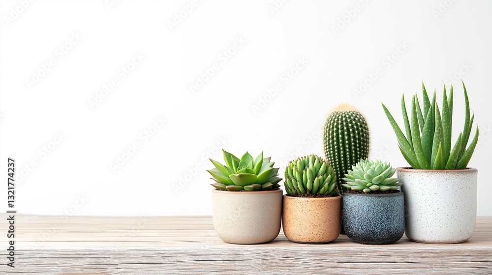 Fototapeta premium Collection of Potted Succulents and Cacti