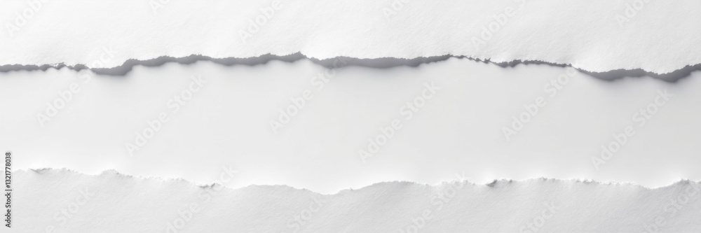 Several white paper strips, unevenly torn, clean background , paper texture, surface Several white paper strips, unevenly torn, clean background , paper texture, surface