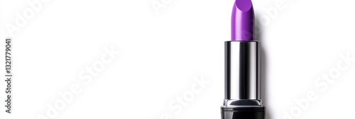 Purple Lipstick in Black and Silver Tube - Stylish purple lipstick, beauty, cosmetics, makeup, elegance. Symbolizing confidence, allure, vibrancy, sophistication, and boldness