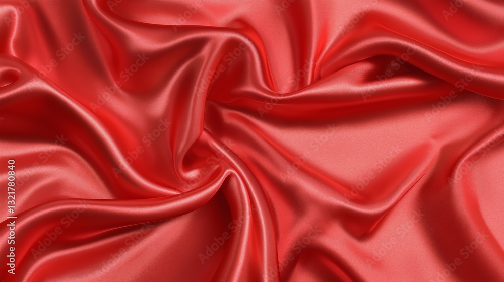 Fototapeta premium Red silk satin fabric abstract background.AI Generative.