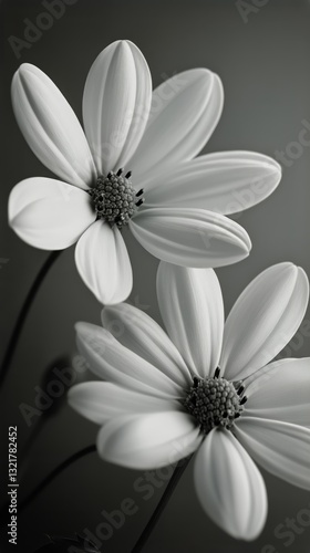 Beautiful White Flowers in Monochrome With Delicate Petals and Simple Elegance