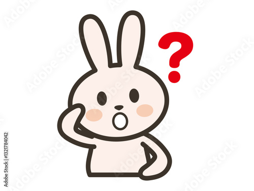 疑問に思うかわいいうさぎさんの上半身イラスト