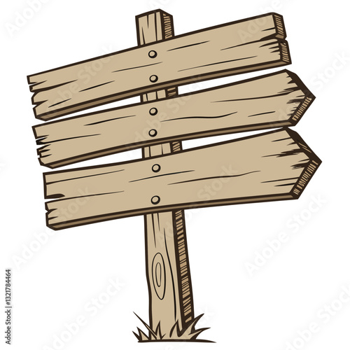 vector art of an empty wooden signpost with aged texture for customization