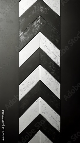 Bold Black and White Geometric Pattern With Arrows on a Textured Background