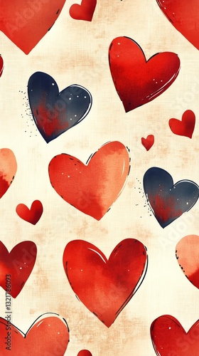 Colorful Heart Patterns on a White Background for Festive Decor or Craft Proj...