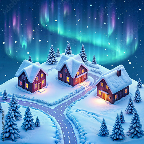 Cozy Cabins with Winter Wonderland Aurora