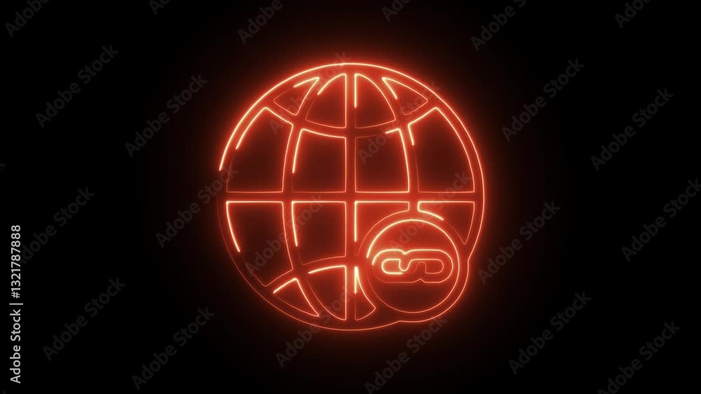 Glowing neon network link icon isolated on black background. HD Video motion graphic animation Glowing neon network link icon isolated on black background. HD Video motion graphic animation