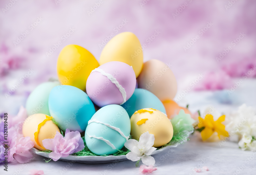 Colorful painted easter eggs