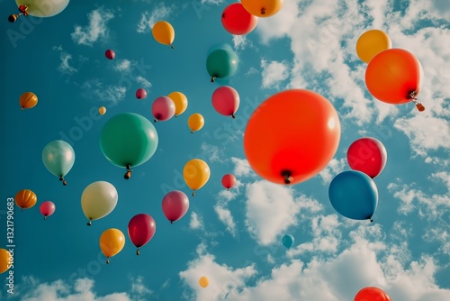 Colorful Balloons Filling the Sky During a Festive Celebration on a Sunny Day