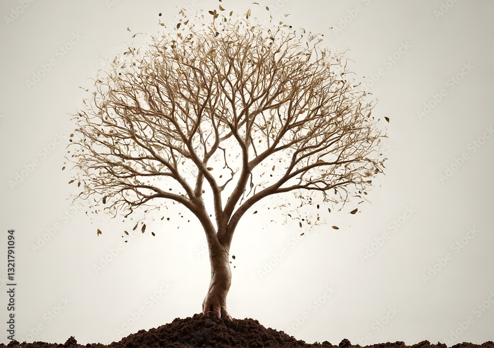 Dead tree without leaves. Save the environment.