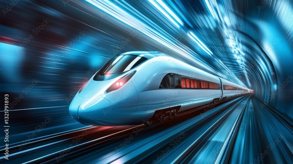 Fototapeta premium High-speed train zipping through tunnel