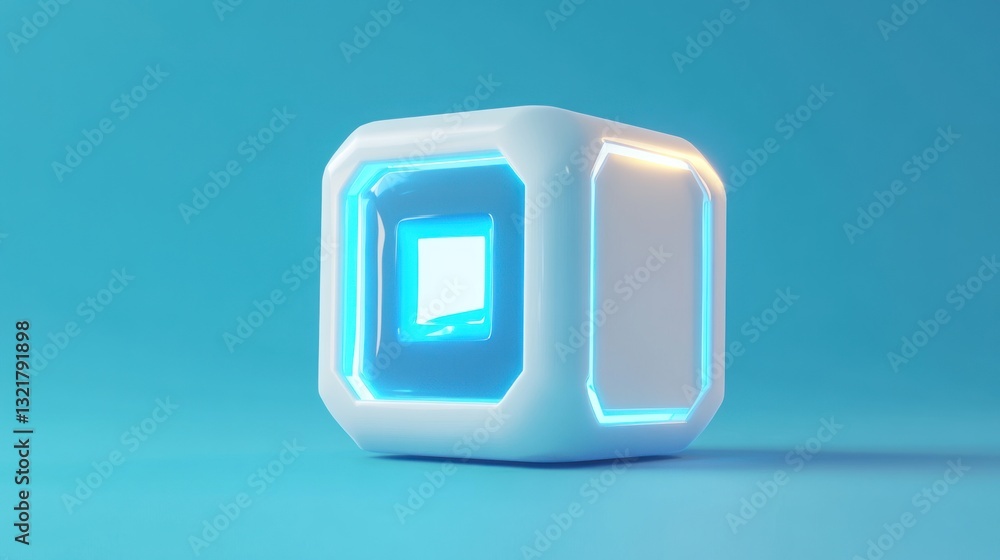 Glowing white cube with inner light. Glowing white cube with inner light.