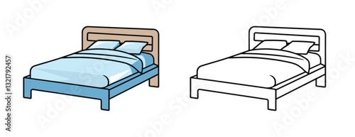 vector of illustration, outline of bed