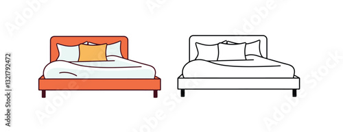 vector of illustration of bed