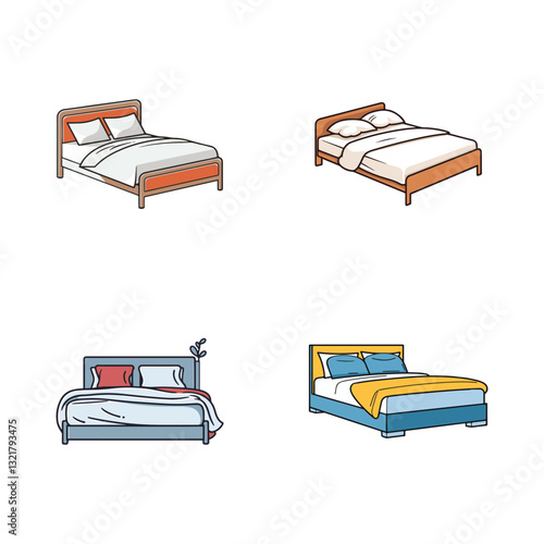 vector of illustration of bed