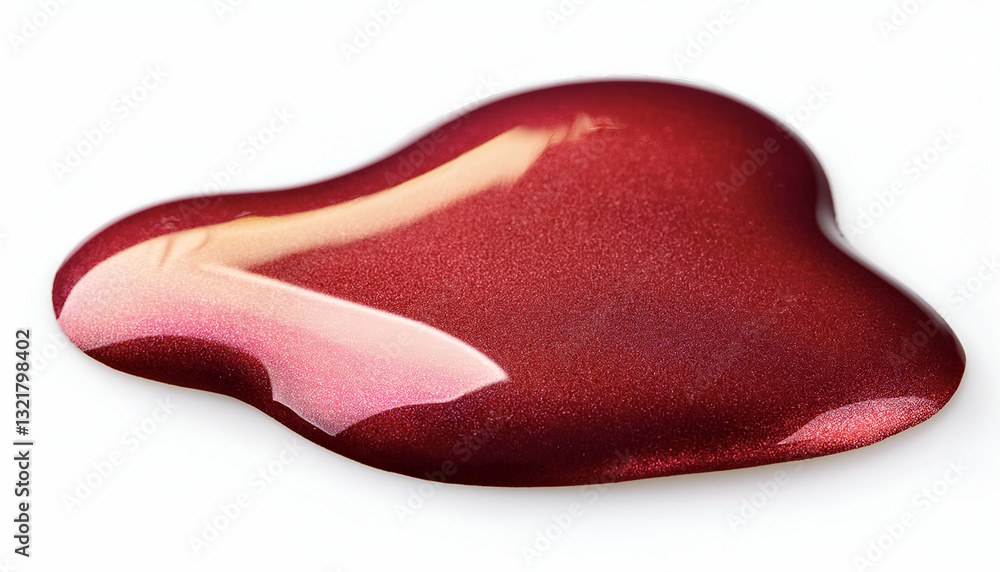Obraz premium A Dramatic Pool Of Rich, Ruby-red Nail Polish, Glistening With An Alluring Shimmer And Subtle Highlights Against A Stark White Backdrop
