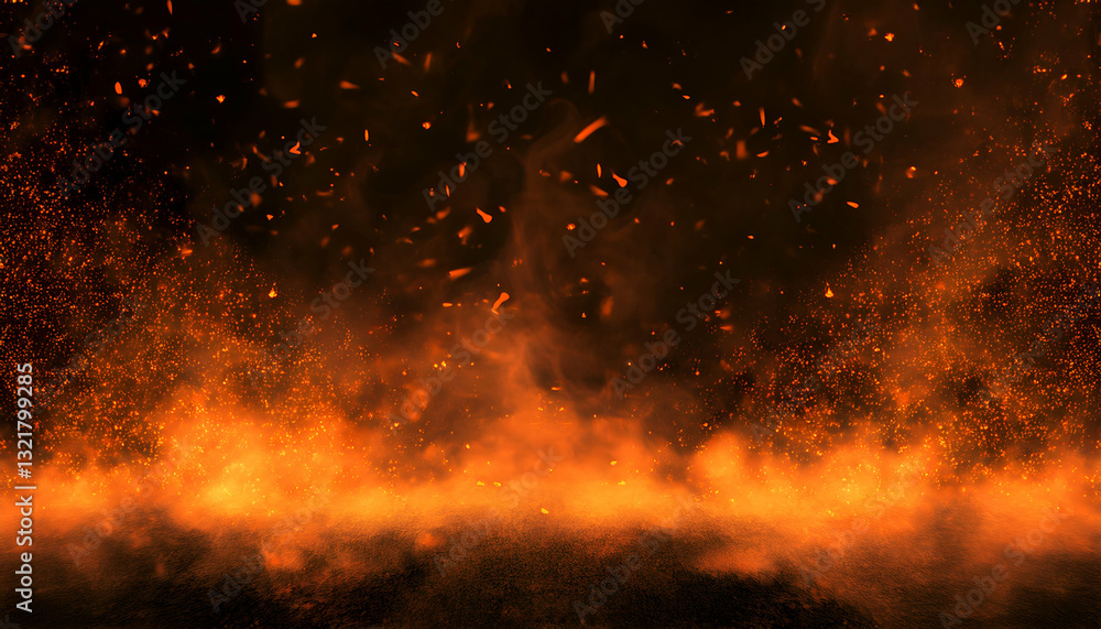 Fiery Inferno Embracing The Night With Glowing Embers And Dark Background Fiery Inferno Embracing The Night With Glowing Embers And Dark Background