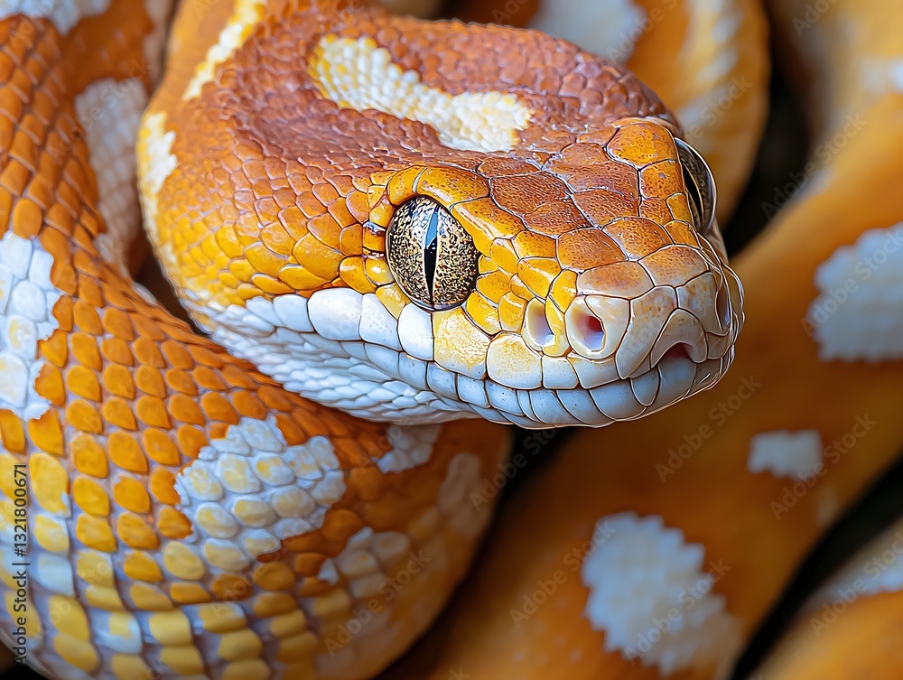 Fototapeta premium Orange Python Close-Up Portrait. (1)