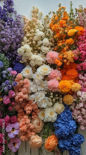 Beautiful Display of Assorted Flowers in Vibrant Colors at a Florist Shop Dur...