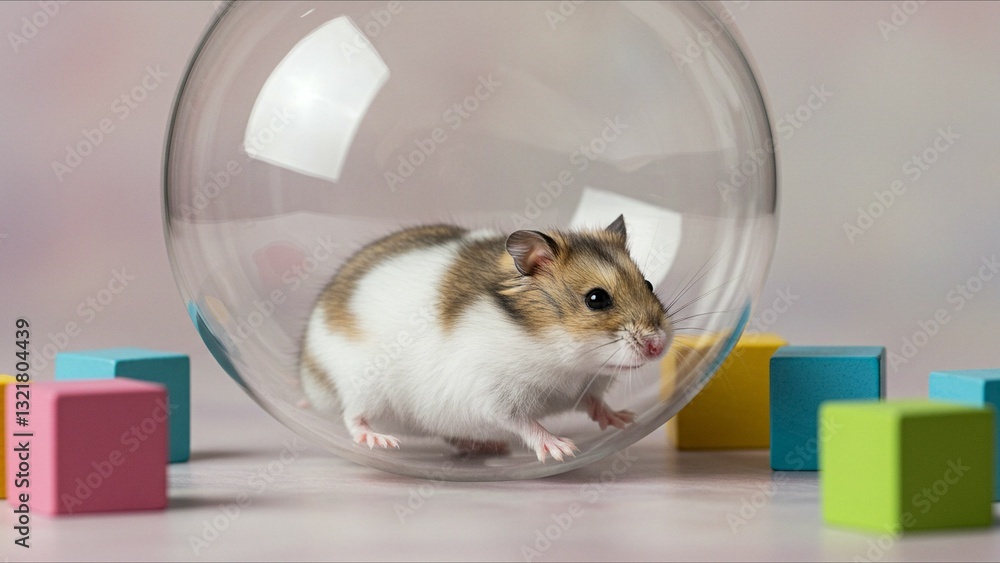Obraz premium Hamster inside a transparent sphere