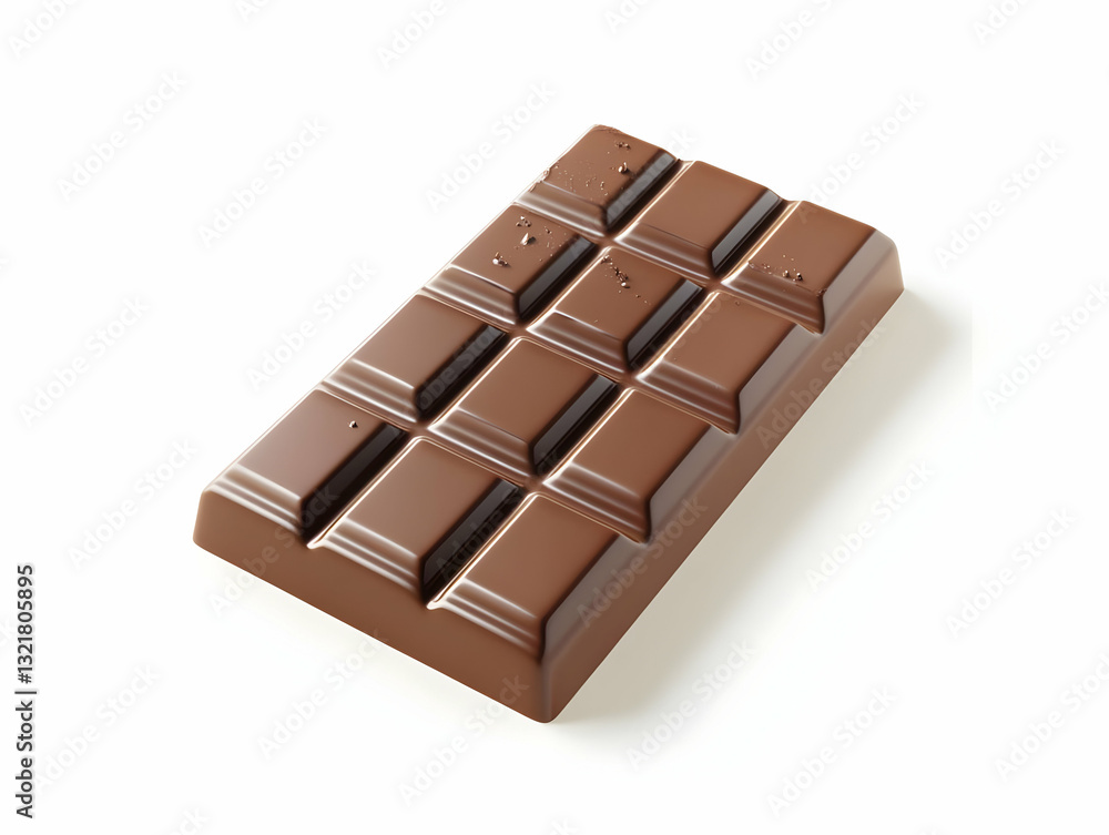 Fototapeta premium A close-up of a rectangular chocolate bar with distinct squares, perfect for dessert and confectionery visuals.