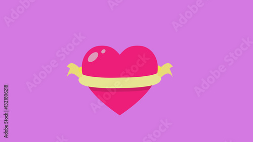 A vibrant heart, symbolizing affection, playfully encircled by a ribbon, creating a whimsical and charming visual.