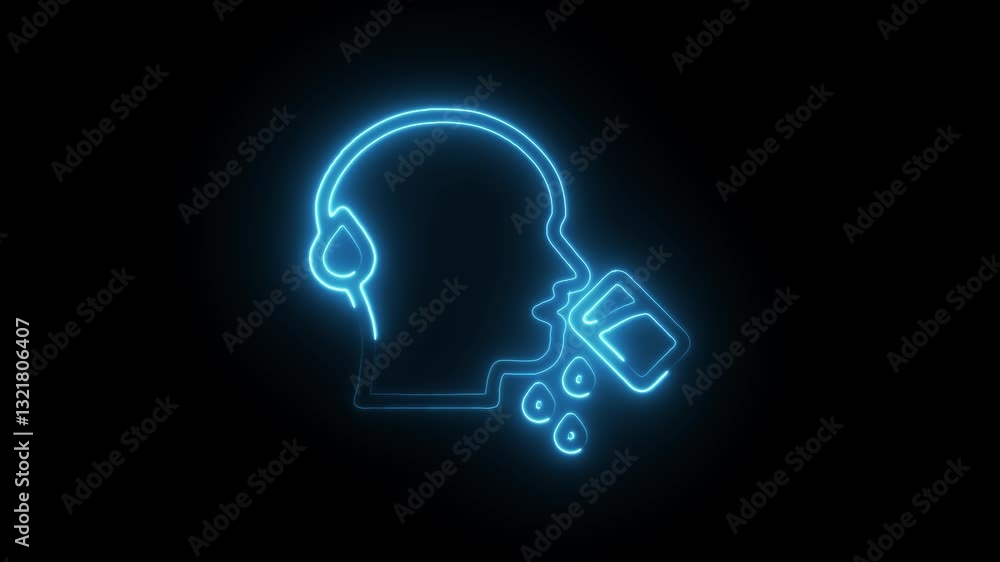Glowing neon dehydration icon isolated on black background. HD Video motion graphic animation Glowing neon dehydration icon isolated on black background. HD Video motion graphic animation