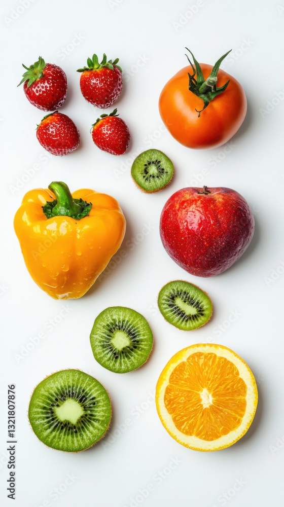 Fruits and vegetables concept, Fruits and vegetables in heart shape on white background. Fruits and vegetables concept, Fruits and vegetables in heart shape on white background.