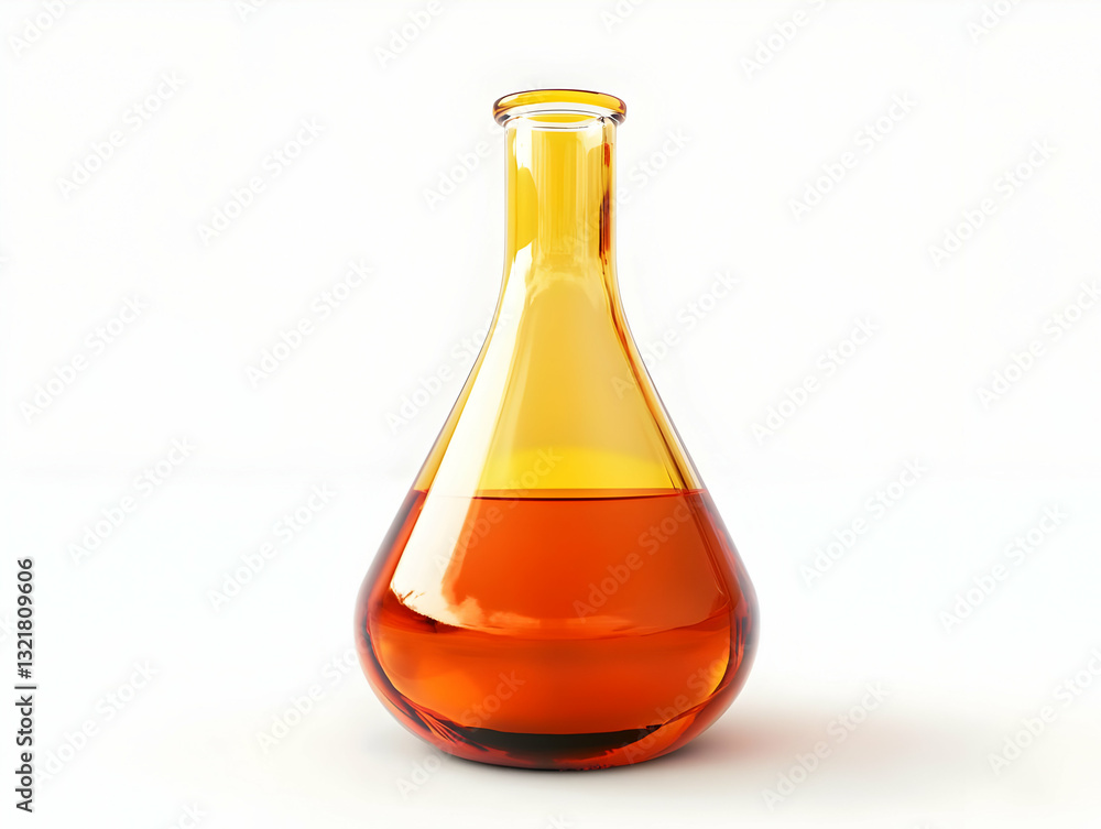 A glass laboratory flask filled with a vibrant orange liquid, showcasing the beauty of scientific experiments and chemistry. A glass laboratory flask filled with a vibrant orange liquid, showcasing the beauty of scientific experiments and chemistry.