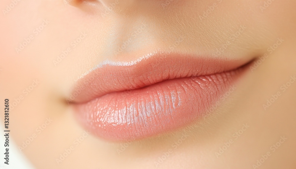 Fototapeta premium Close up of beautiful female lips showing lip gloss makeup