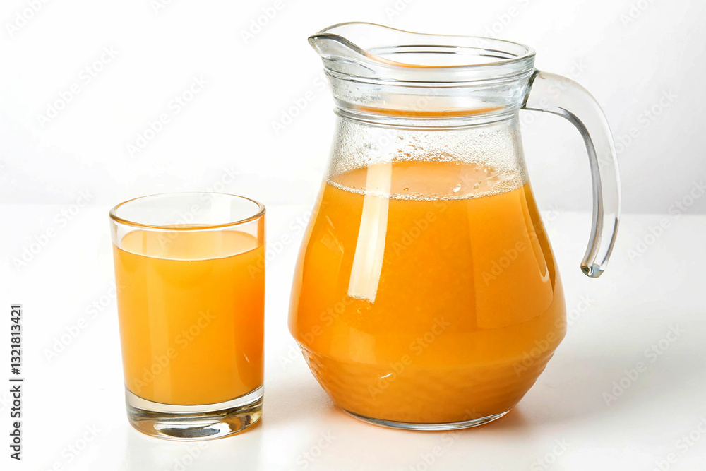 Fresh Orange Juice in a Glass Pitcher and a Glass Fresh Orange Juice in a Glass Pitcher and a Glass