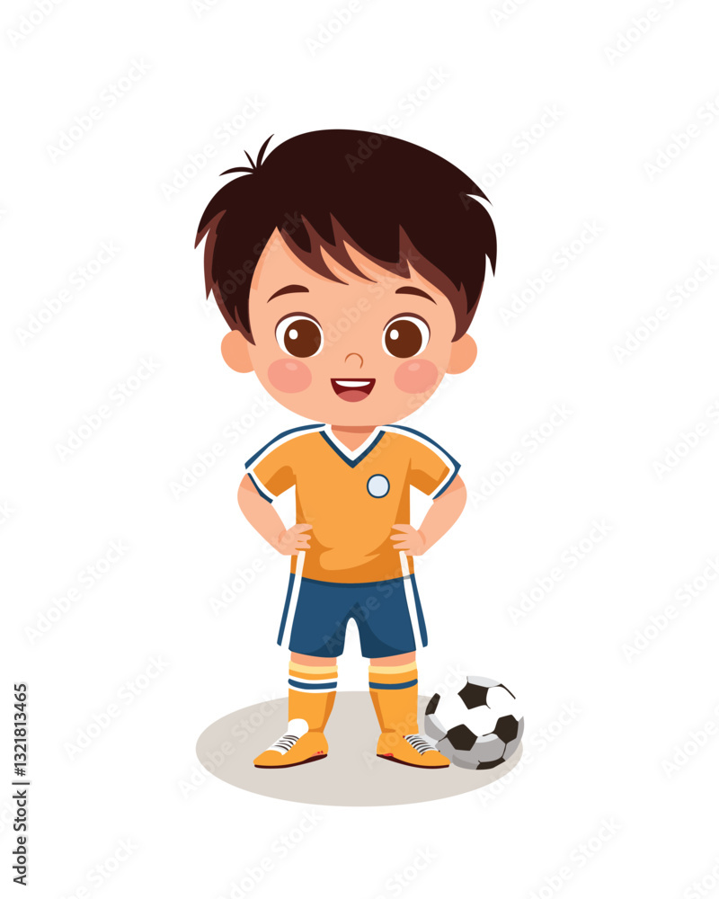 Boy football player kicks the ball stock illustration design Boy football player kicks the ball stock illustration design