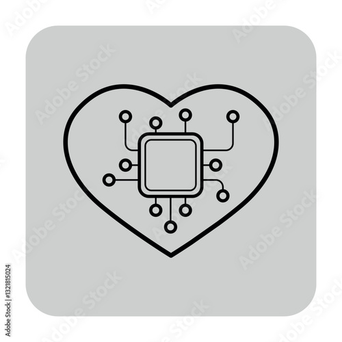 Obraz na płótnie Icon of heart interwoven with electronic circuits, symbolizing integration of technology in health. Modern healthcare advancements concept w salonie
