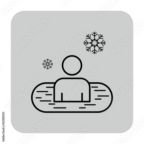 Obraz na płótnie Person seated in hot tub, surrounded by snowflakes, enjoying moment of relaxation. Serene winter atmosphere, promoting wellness and tranquility concept w salonie