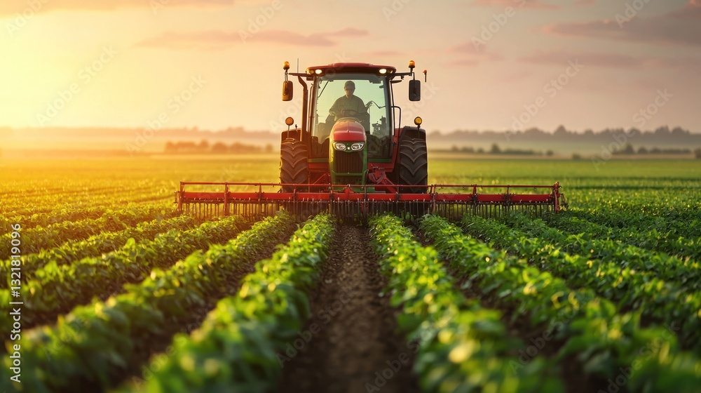 Modern agricultural technology in action tractor farming innovation in nature's landscape Modern agricultural technology in action tractor farming innovation in nature's landscape