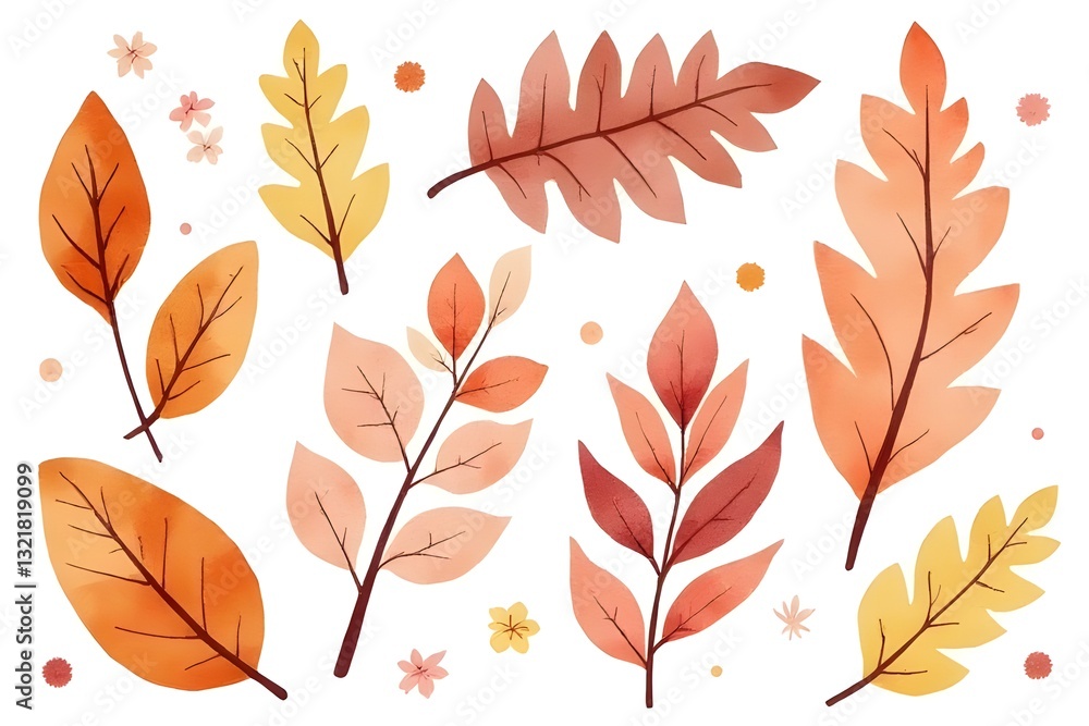 Autumn Leaves Watercolor Design Pack Autumn Leaves Watercolor Design Pack