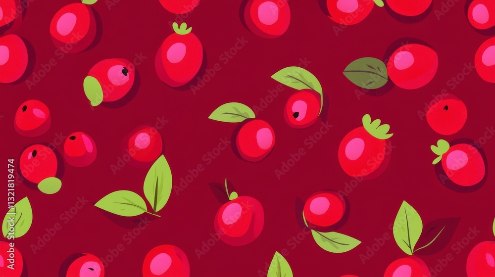 Stunning Red Berry Pattern with Green Leaves - A Vibrant and Fresh Design for Textiles, Wrapping Paper, and Home Decor Stunning Red Berry Pattern with Green Leaves - A Vibrant and Fresh Design for Textiles, Wrapping Paper, and Home Decor