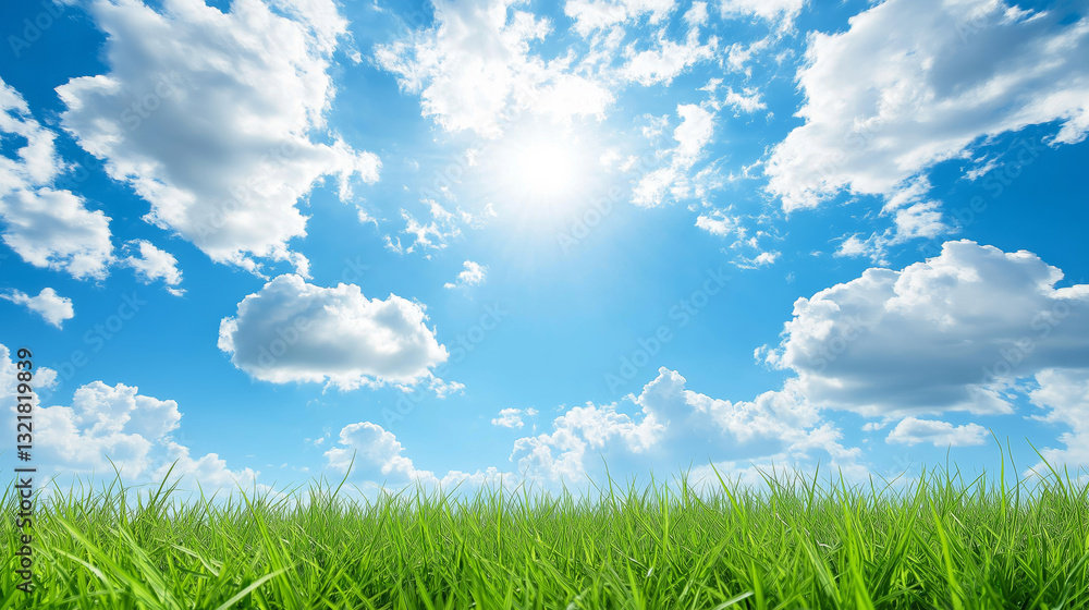 Grassland under blue sky with white clouds Grassland under blue sky with white clouds