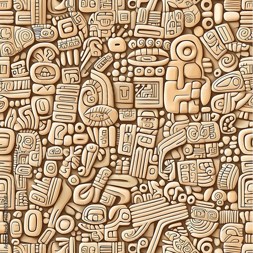 Etnic handmade monochrome patterns daidido ancient mayan glyphs seamless design artistic environment