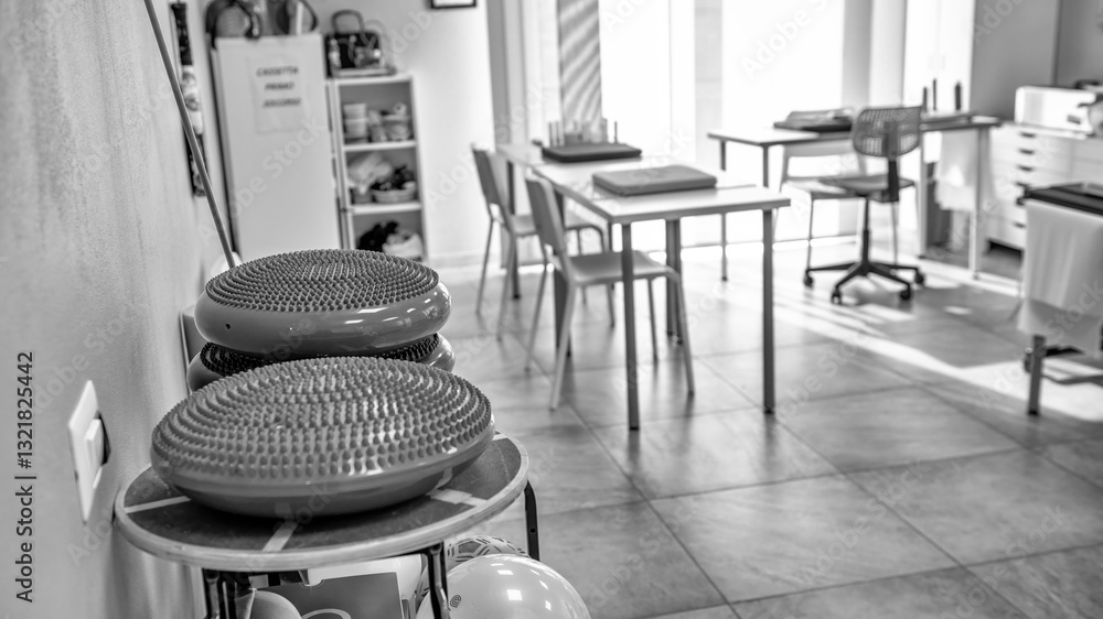 Well-equipped physiotherapy center with medical beds and advanced rehabilitation devices