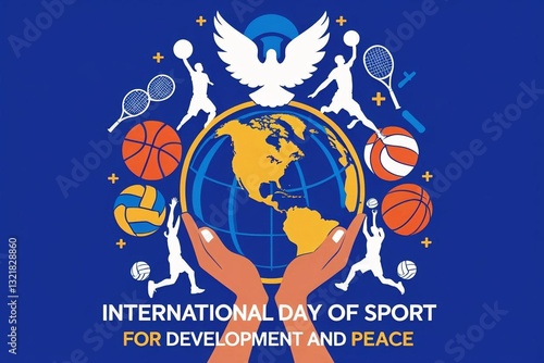 A stylized graphic design for International Day of Sport for Development and Peace. 