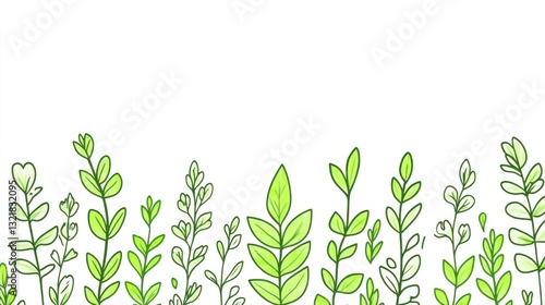 Wallpaper Mural Cute cartoon green plants border Torontodigital.ca