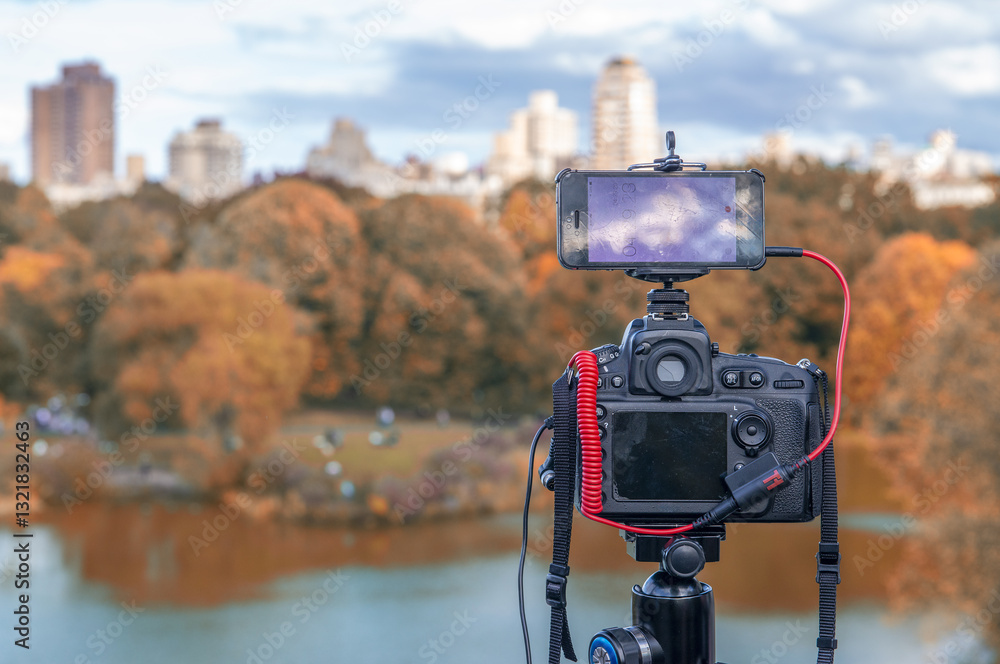 Buildings of Manhattan along Central Park in autumn season
