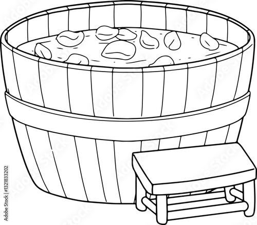 soaking tub hand drawn