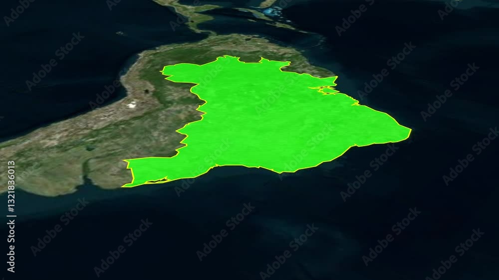 Argentina map animation with Brazil flag highlighted border color, 3d ...